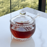 Meleira de Cristal Chumbo com Colher Abelha Bolinha Pearl 10cm - Ela Decora